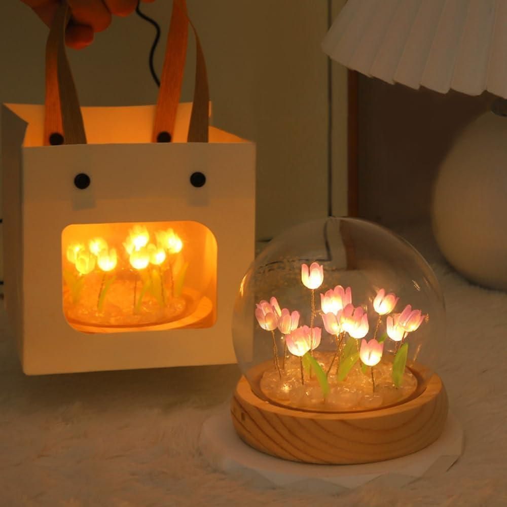 Round Tulip Night Light – Multicolor Table Lamp
