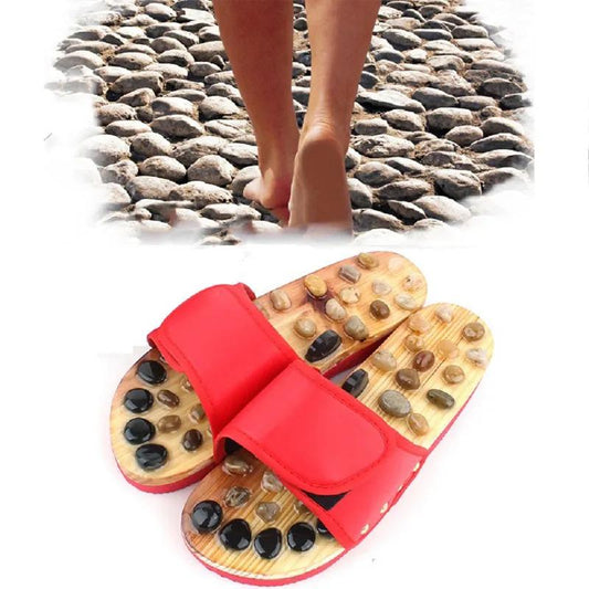 Acupressure Stone Slippers for Foot Massage (Red)