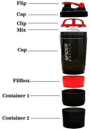 600ml Spider Shaker Bottle with Storage Compartments